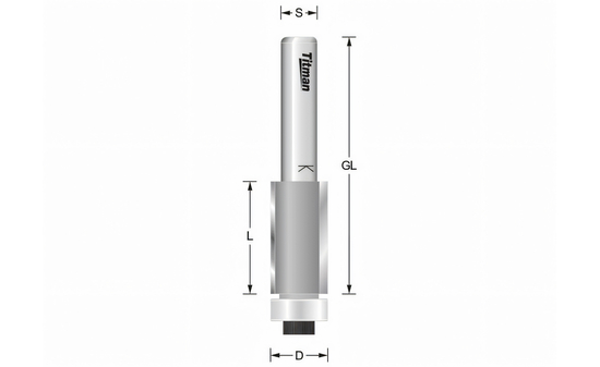 Flush milling cutter with ball bearing TI-IBGT63-8