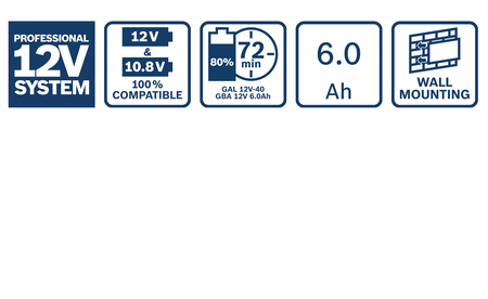 BOSCH 2x12V6.0Ah+GAL12V-40 Professional Starter Set B-1-600-A01-B20 1