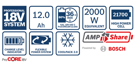 BOSCH ProCORE18V 12.0Ah Professional battery pack B-1-600-A01-6GU 1