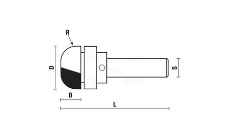 Cove bit with upper ball bearing guide for Corian R10 KLE-E342-286-R 1