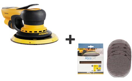 Random orbital sander Mirka DEROS II 650 150 mm stroke 5.0 incl. Abranet SET-DEROS150-NET