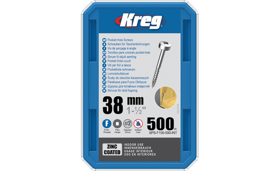 Kreg Vis autotaraudeuses à tête plate Fein 38.1 mm 500 pces KR-SPS-F150-500-EUR