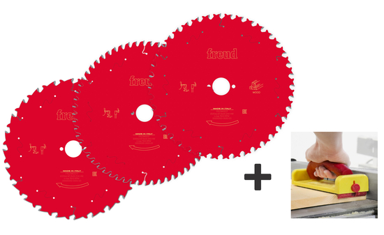 Freud 3 Saw blade set 250x30 + Pushblock SET-3X250-30-3405