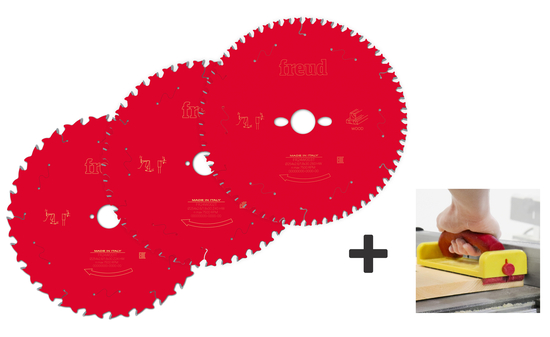 Freud 3 Saw blade set 254x30 + Pushblock SET-3X254-30-3405